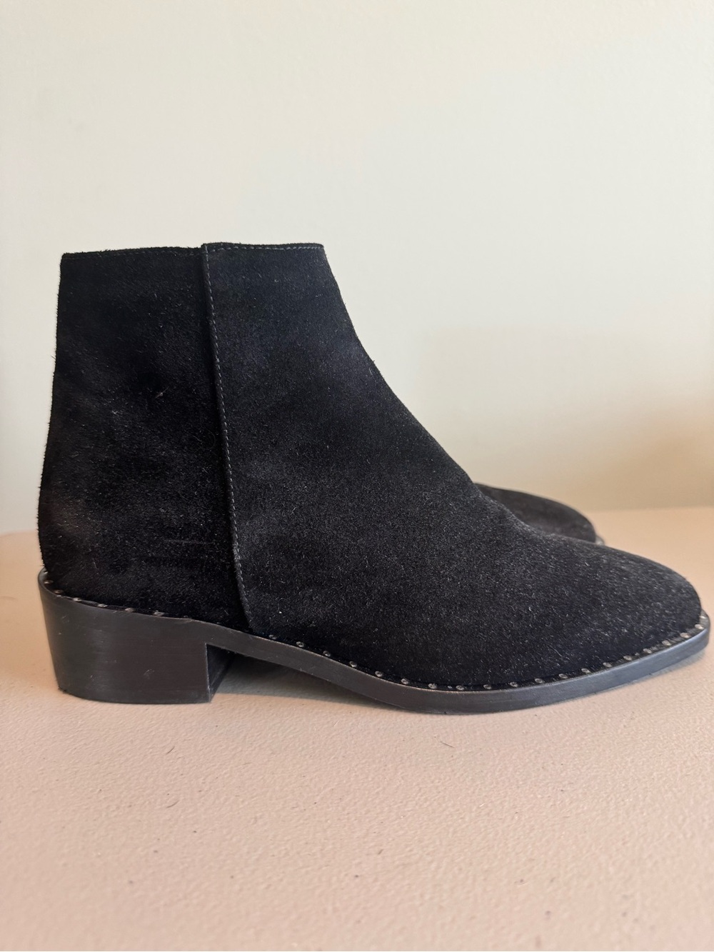 Aquatalia Black Studded Suede Ankle Booties 7.5
